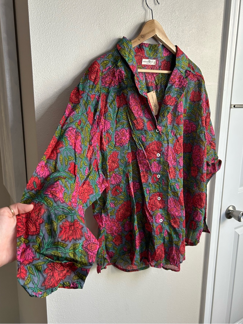 NWT NATURAL LIFE Floral Button-Front Dreamy Lightweight Cotton Pajama Set Size L - Picture 8 of 15